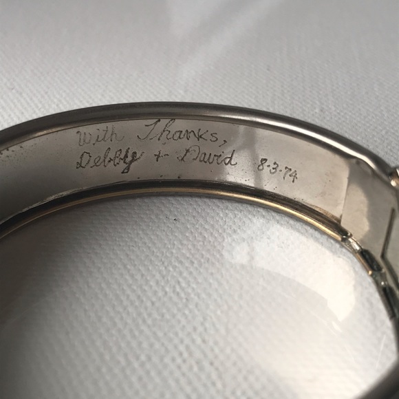 Vintage Calla Lily Silver Hinged Bracelet / Bangle - Picture 8 of 9